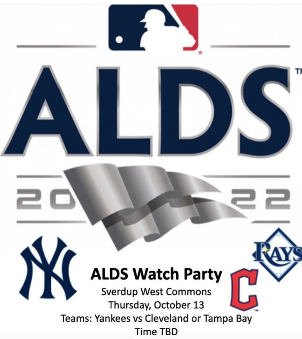 Wu_SMAAC's tweet photo. The details are in! 

Join us Thursday at 6:30 to watch the Guardians vs Yankees game from the Sverdup west commons. We'll order pizza, maybe work on a little homework, and have a lot of fun. https://t.co/U44T9OivTu