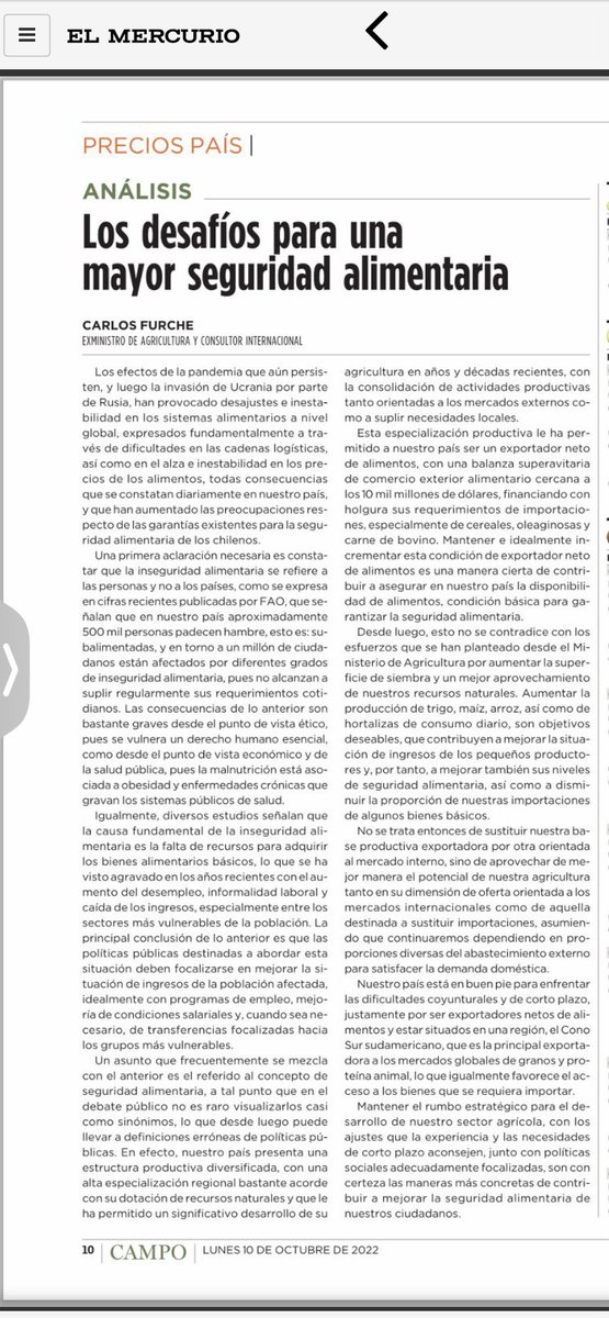 Comparto columna publicada en <a href="/Revistadelcampo/">Revistadelcampo</a> de @ElMercurio_cl  el día de hoy