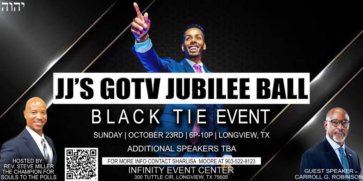 JrmarJefferson's tweet photo. East Texas join us for a ball on Oct. 23rd! Get your Early Bird ticket(s) today!
https://t.co/fMpMz0w5lv
#voteforjj #letshaveaball #getdressedup #easttexas #blacktieevent https://t.co/wmdIUZQExg