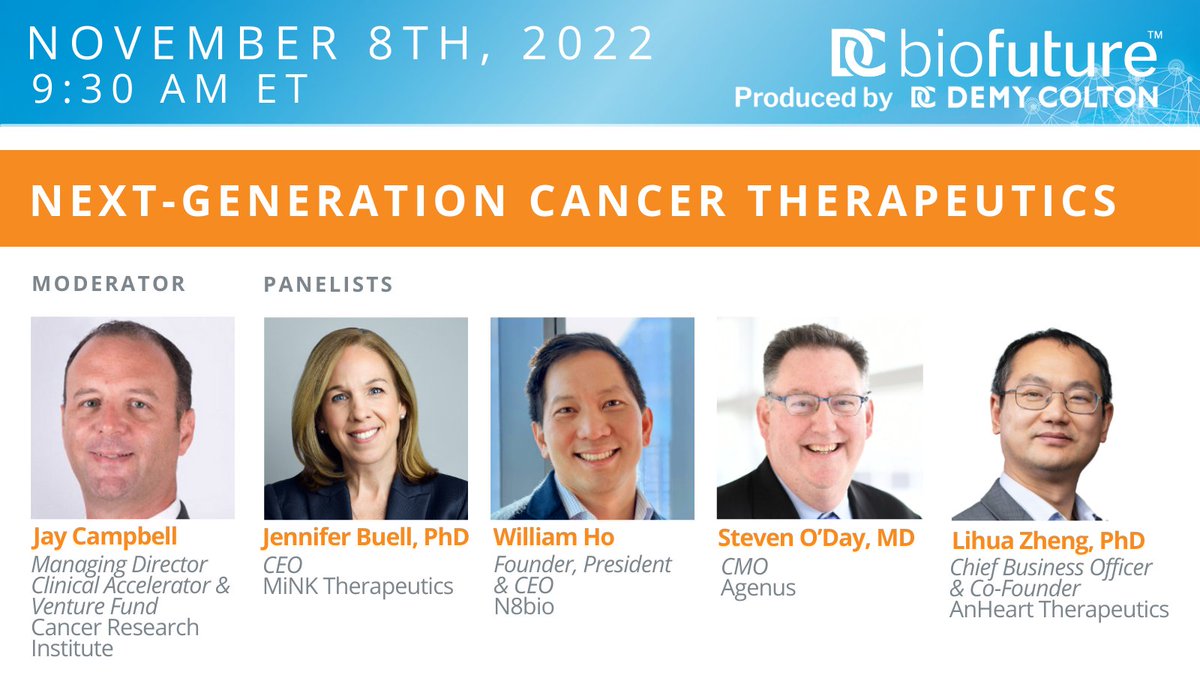Agenus_Bio's tweet photo. Agenus' CMO @ODayMD will join scientific leaders, innovators, and influencers at #BioFuture22, where he will speak on the next generation of cancer therapeutics. Find out more at https://t.co/WtUitreNRw https://t.co/Ux6Da90tyn