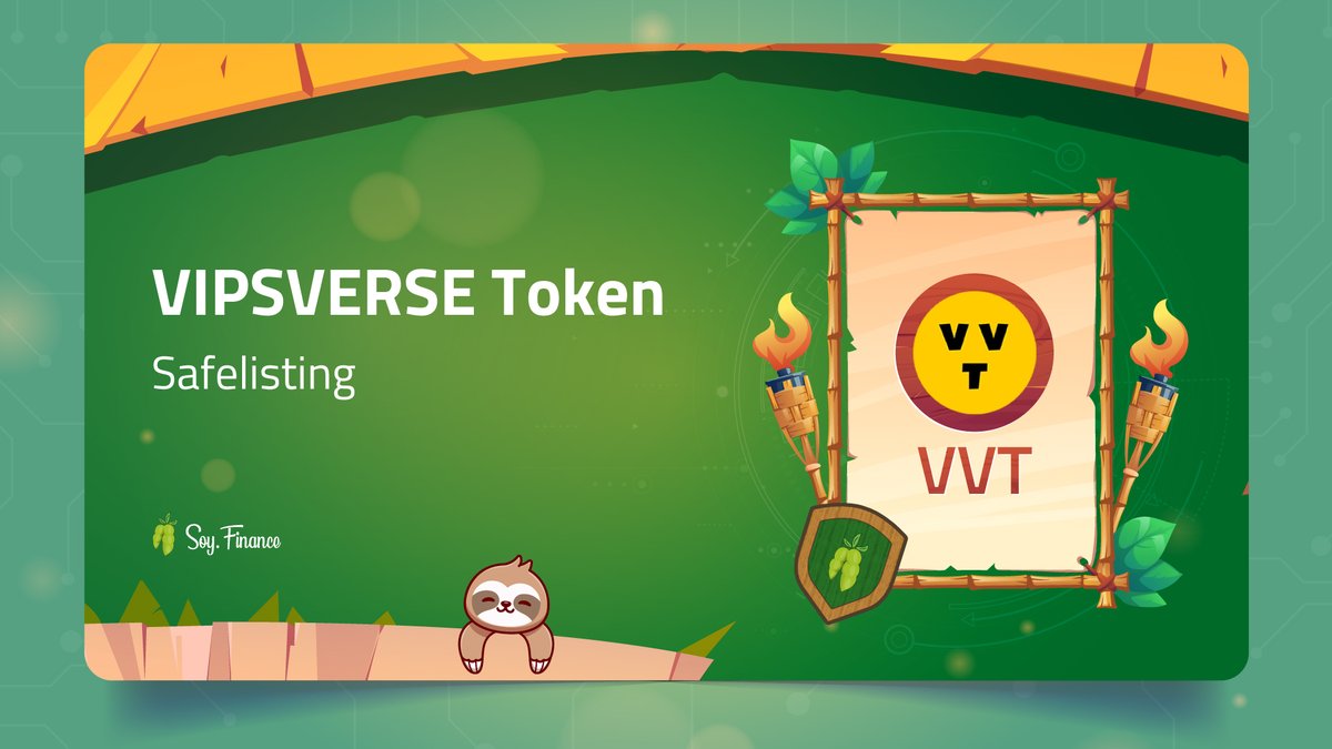 TheRealSloFi's tweet photo. VIPSVERSE Token is Safelisted on SOY Finance 🦥

🚀 $SOY - $VVT Trading | Live NOW!
🌱 1x Boosted Farming | Live NOW!

Trade &amp; Farm #VVT on:
➡️ https://t.co/XArqzUCoVi

Join our Community:
➡️ https://t.co/IZxAfHGJUQ https://t.co/p2Lj4iMcCe