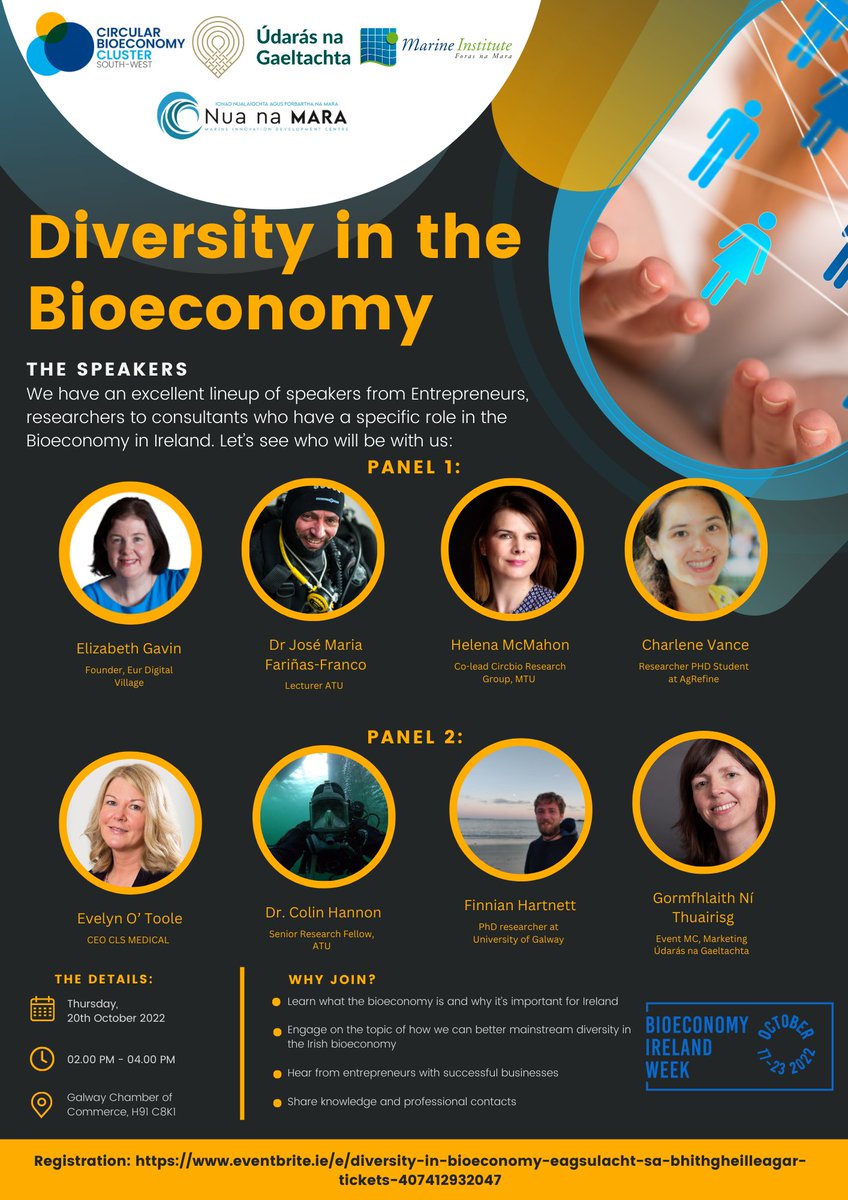 To transition to a sustainable society it will take cooperation between people with diverse backgrounds.

As part of #BIW2022, join us in Galway next week as we discuss this and more.
#AllVoicesTogether #bluebioeconomy

Tickets: bit.ly/3Vex9J0