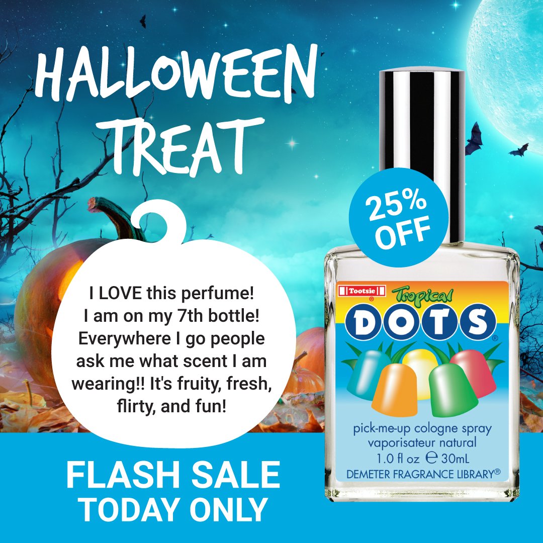 DemeterCEO's tweet photo. Tropical Dots = “fruity, fresh, flirty &amp; fun!” Who doesn’t need more of ALL of that in their life? Get all Tropical Dots fragrance products for 25% off today only at https://t.co/NN3wJMQuQB! 🎃 #smelldelicious #smellunique #Monday #mondaymotivation https://t.co/Uc8y6bwT9H