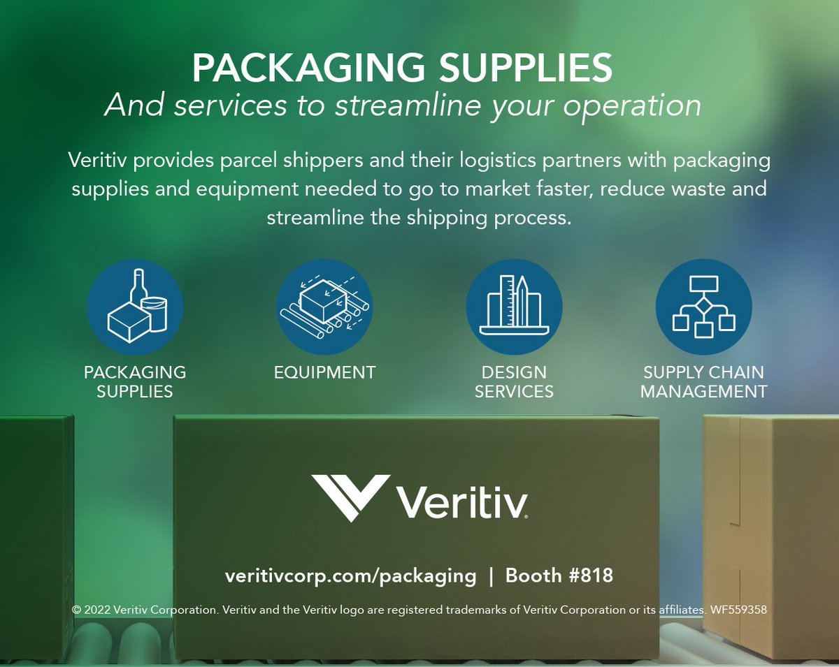 Veritiv's tweet photo. Veritiv is exhibiting and speaking at #Parcel22Chicago. David Rose and Michelle Hawkins are presenting “Nine Tips to Help You Cut Packaging Costs.” Attendees will learn how to reduce packaging costs and best practices for automation. Come by Booth #818. #VeritivExperts https://t.co/LYY89GpZmR