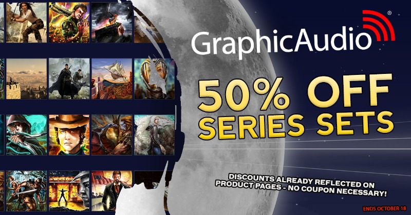ALL Series Sets are 50% Off or more. We have over 180 Full Cast Audiobook Series to send your mind inside an adventurous fantasy, wild west or science fiction world! Sale ends October 18 graphicaudio.net/our-production… #flashsale #sale #audiobooks #fullcast #dramatized #action #adventure
