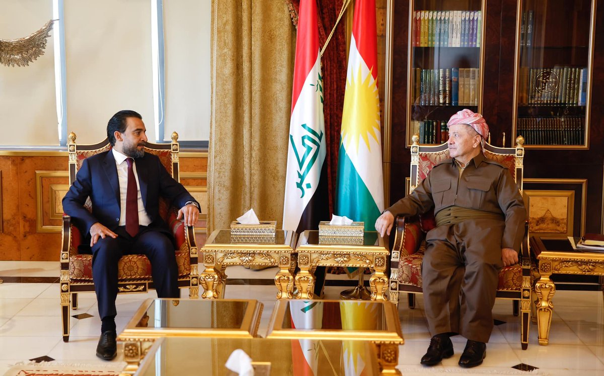 RudawTurkce's tweet photo. Başkan Mesud #Barzani, başkent Erbil'de Irak Parlamentosu Başkanı Muhammed #Halbusi ve Devleti Yönetme İttifakı heyetini kabul etti

📸Başkan Barzani'nin Ofisi https://t.co/fqPnDssTRE