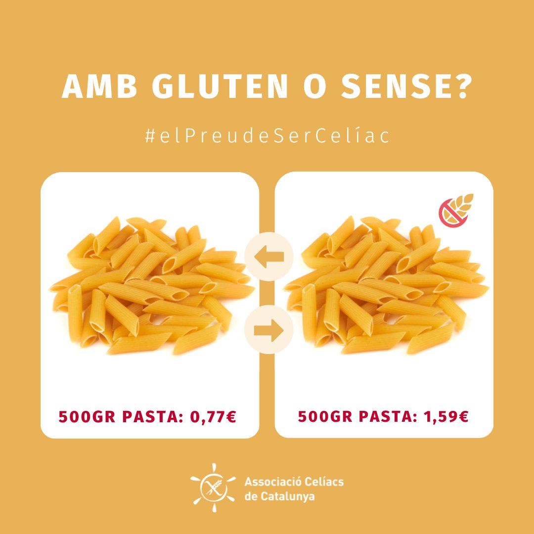 🛒Paguem 845€ més ANUALMENT en la cistella bàsica de la compra!
ℹ Demanem al Govern ajudes econòmiques directes per a les persones celíaques, en la línia de les ajudes que ja s'han implementat per a tot el col·lectiu celíac a molts països d'Europa! <a href="/sanchezcastejon/">Pedro Sánchez</a>