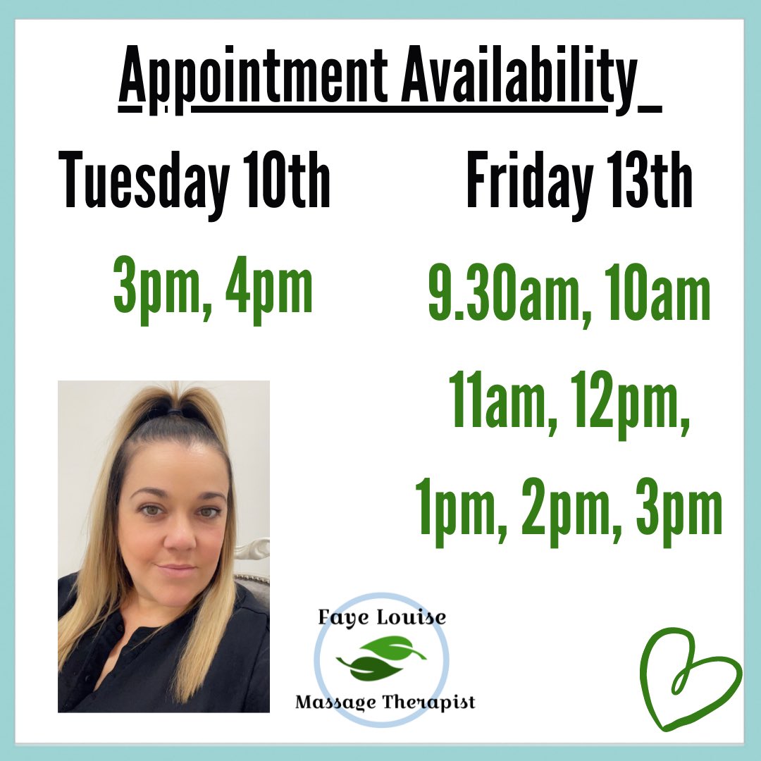 This weeks availability xx