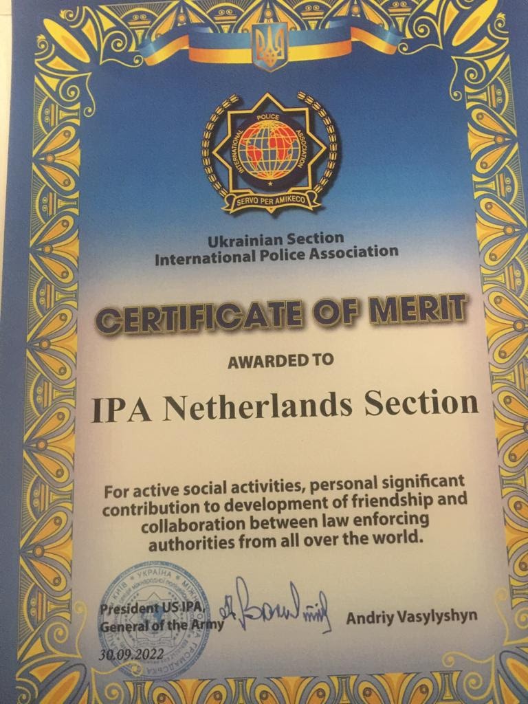 Dankbetuiging van IPA Ukraine aan IPA Nederland voor de steun aan hun land.
