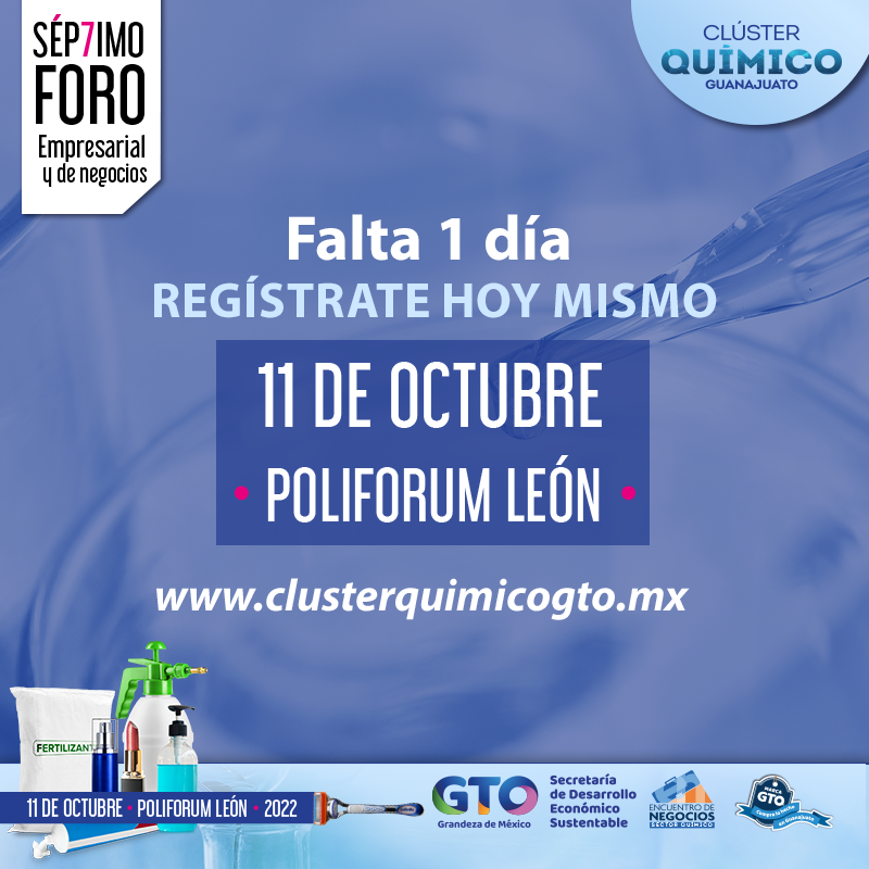 Clúster Químico Guanajuato (@clusterquimico) on Twitter photo Te esperamos el día de mañana 11 de octubre en Poliforum León
Regístrate en: registro.clusterquimicogto.mx/registro
✉️ foro@clusterquimicogto.mx
🌐 clusterquimicogto.mx
🗓11 de octubre del 2022
📍 Poliforum León Te esperamos el día de mañana 11 de octubre en Poliforum León
Regístrate en: registro.clusterquimicogto.mx/registro
✉️ foro@clusterquimicogto.mx
🌐 clusterquimicogto.mx
🗓11 de octubre del 2022
📍 Poliforum León
