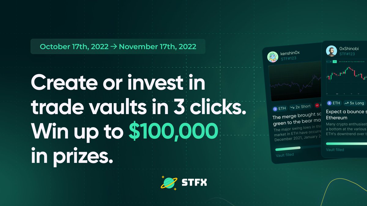 🔥 The <a href="/STFX_IO/">STFX</a> Alpha Mainnet Trading Competition

💰 Up to 100,000 USDC prize pool
🗓️ 17 October - 17 November
🏆 20 winners