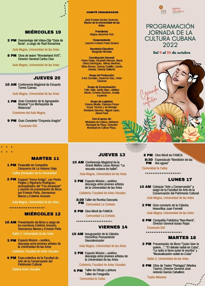 ISA_Universidad's tweet photo. Un atractivo programa tiene diseñado el #ISA_Universidad para celebrar la #JornadaCulturaCubana. 
#CubaEsCultura #VamosAVencer https://t.co/4ynnXNUiwy