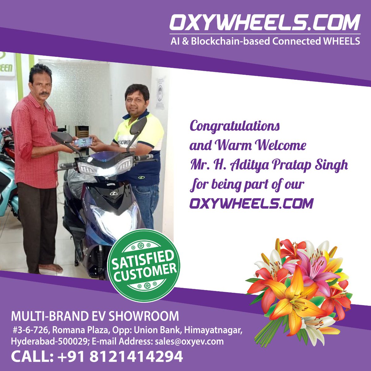 oxywheels's tweet photo. Aditya Pratap Singh Congratulations Flyer

#ev #kinetic #kineticzing #zing #kinecticzoom #zoom #evminda #ekotejas #hayasa #evscooter https://t.co/PIHuJk4cHN