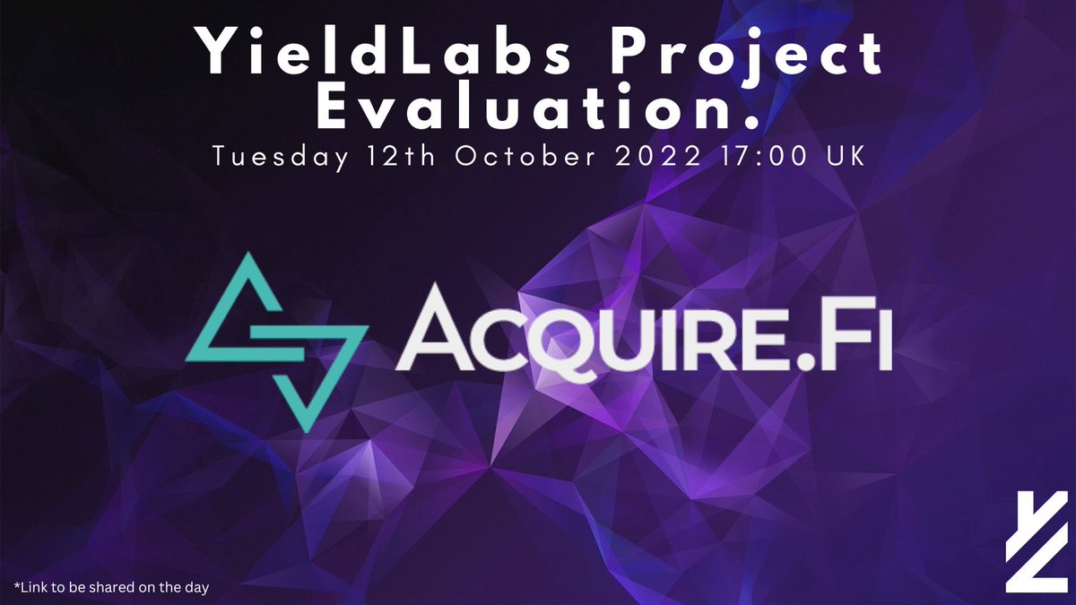 Want to learn more about <a href="/Acquire_Fi/">Acquire.Fi</a> and the $ACQ token?

We are running a project evaluation call and EVERYONE is welcome to join. 

📅 Tuesday 11th October 
⏰ 17:00 BST 🇬🇧 
📍 Invite will be posted 1 hour prior to the call 

Come and listen/discuss with all your questions 🫡