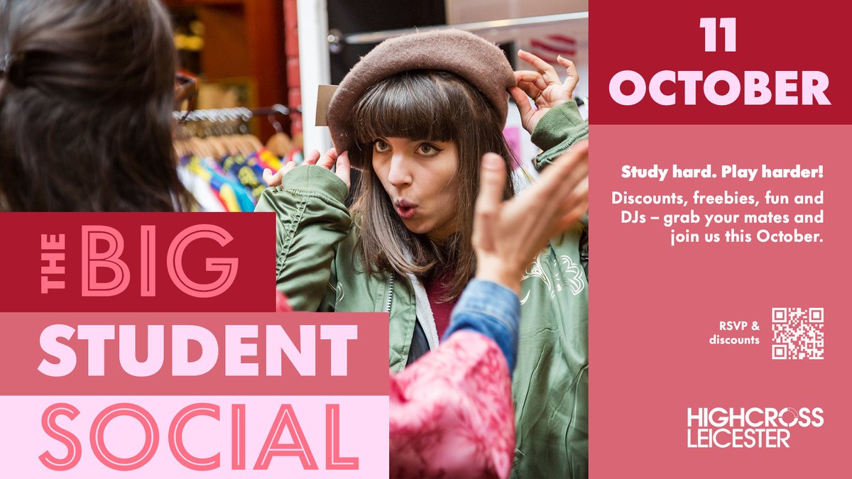 TOMORROW NIGHT! <a href="/Highcross/">Highcross</a> Student Discount Shopping Event! For one night only students get free run of Highcross out of hours, with huge discounts! 8pm 'til late. 

Register now to book your place! highcrossleicester.com/the-big-studen…