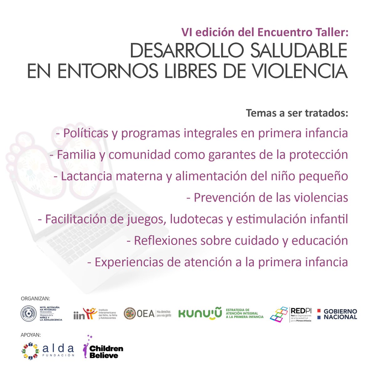 Te invitamos a la VI Edición del Taller 'Desarrollo saludable en entornos libres de violencia', con destacados ponentes nacionales e internacionales. 🗓️ 12 y 13 de octubre 🕣 08:00 a 17:00 📝 Registrate en bit.ly/TDSVI 🎥 Transmisión en vivo: facebook.com/paraguayminna/…