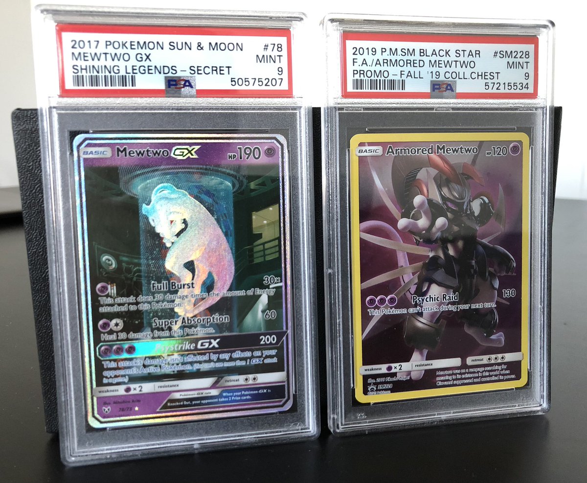 2 of the coolest modern mewtwo artworks 🔥🔥🫠 #mewtwo #armoredmewtwo #shininglegends #PokemonTCG #psa #psacard