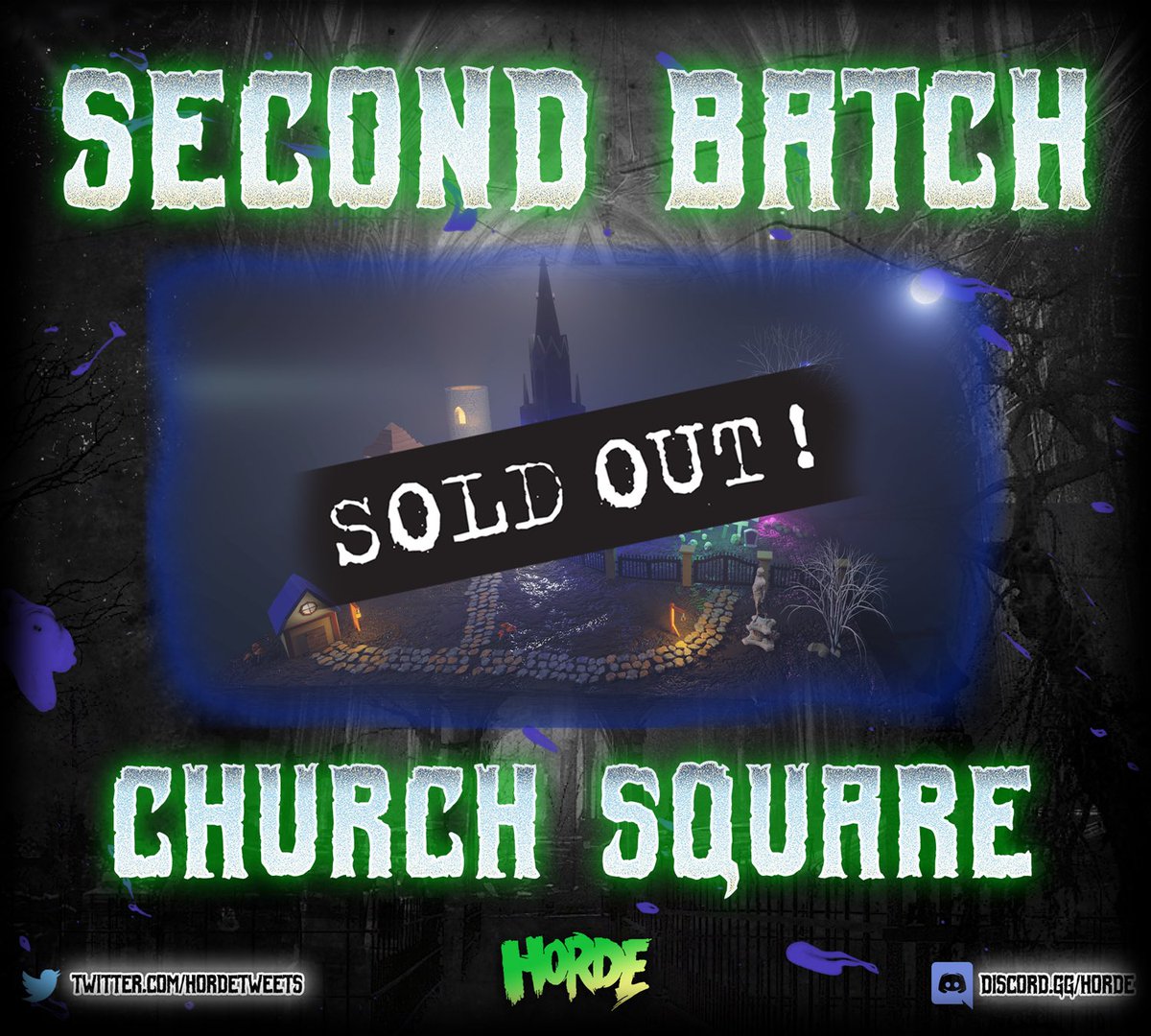 SOLD OUT! ⛪️ The second batch of #HORDE Church Square #NFTs have sold out! They can still be traded on @NFTradeOfficial 👀 There are only 32 ‘Search and Rescue’ scenes available. ⏳ As well as a rewards boost, they also provide bonus features in our upcoming #P2E game. 🧟‍♂️