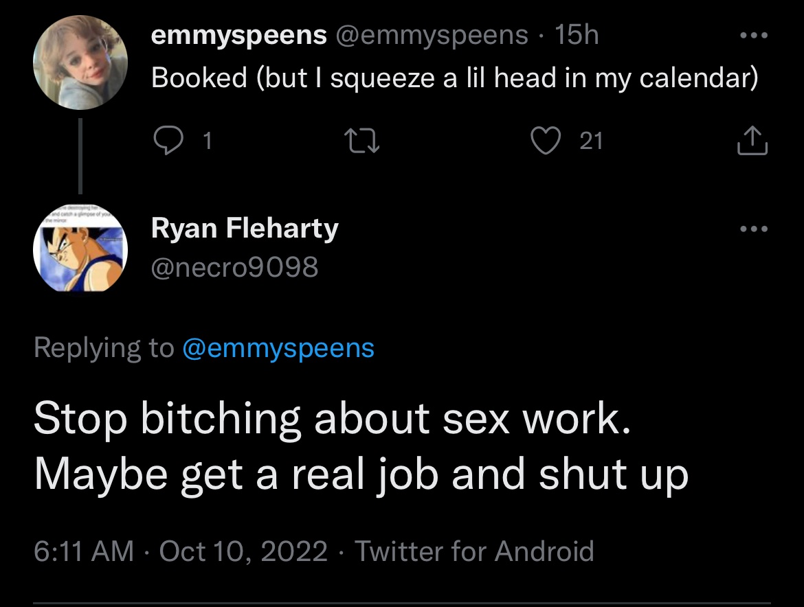 emmyspeens on Twitter: This rube trying to get my attention by any 