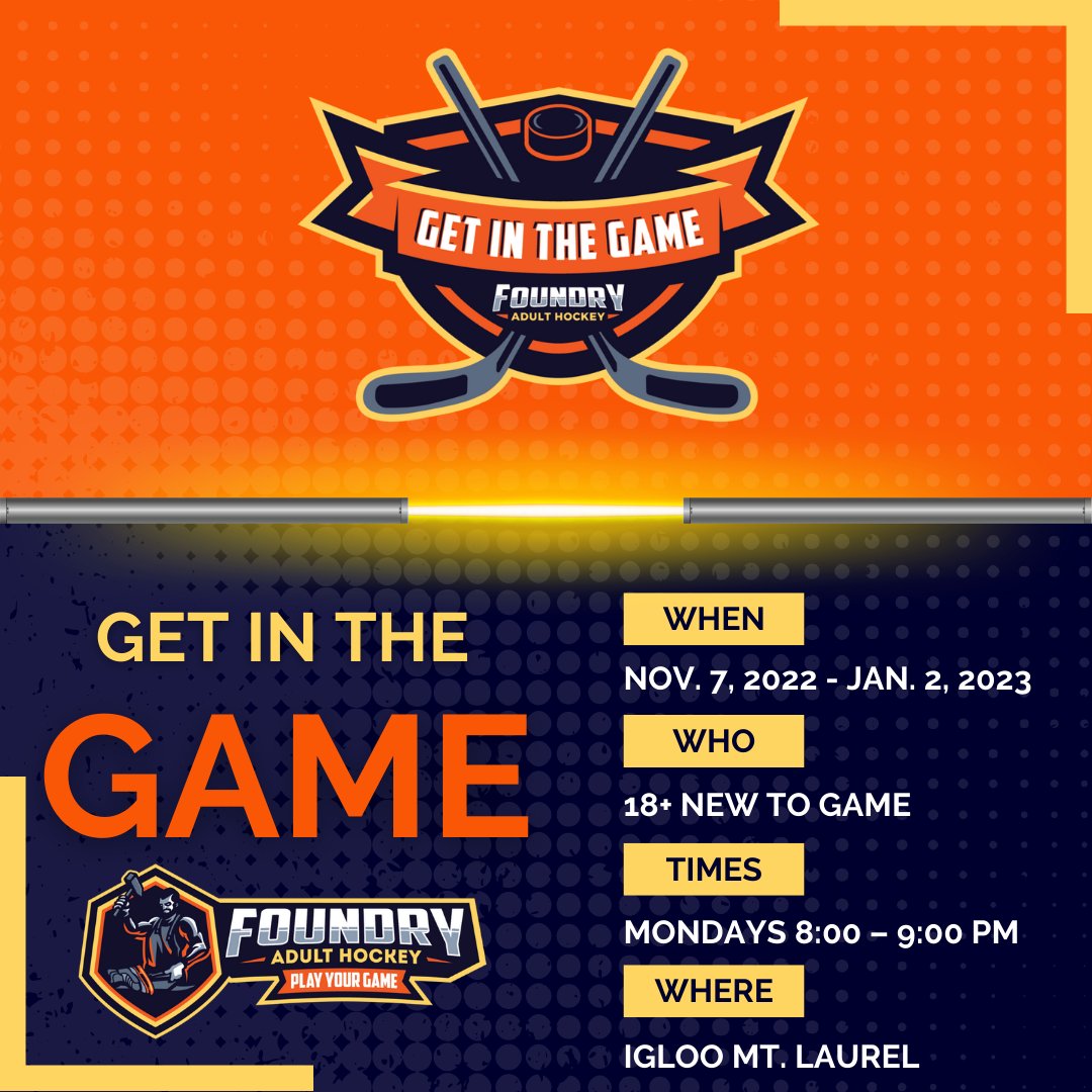 SkateIgloo's tweet photo. New sessions are available now for our Get In The Game Program! These sessions are made for those who have never played or don’t remember how. Get started with us and visit our website now to register for an all-new session! 🏒🚨🥅

https://t.co/8A47t6H7Oj https://t.co/wualXiUvRM