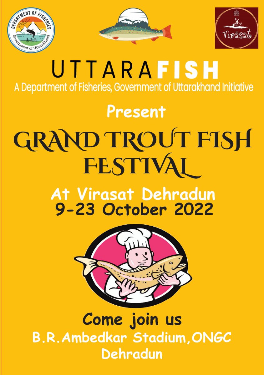 FisheriesukInfo's tweet photo. #Uttarafish #Bakraw #Foodfestival #Virasat. GLIMPSE OF Grand food festival organized in collaboration with Virasat from 9th to 23rd Oct.Major attractions include Trout festival with cooking competition on 16th Oct. @basava_ias @nfdbindia @SecyRDUK @FisheriesGoI https://t.co/qV37IRJpMQ