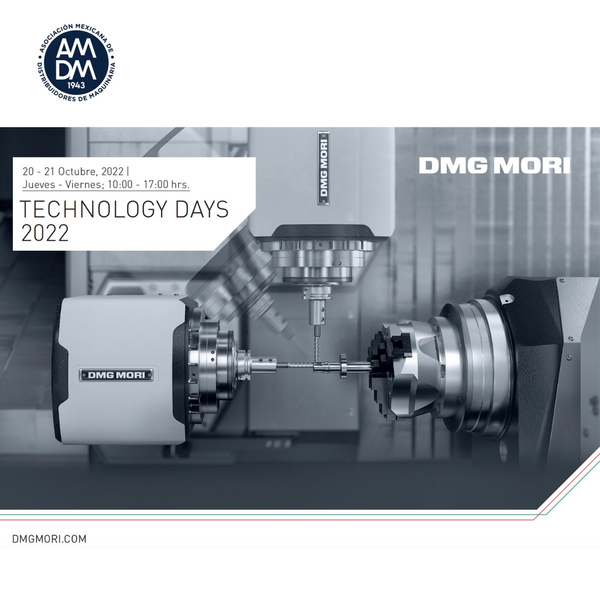 AMDM_MX's tweet photo. Los invitamos a participar en el evento Technology Days organizado por nuestro socio DMG MORI del  20 al 21 de octubre de 10:00 a 17:00 horas en su Showroom en Querétaro.
Registro sin costo: https://t.co/fsP5R3pwQr https://t.co/fFYqh9lCh4