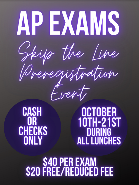 NISDWarren's tweet photo. Attention Warriors!!! Register for your AP exams starting today during all lunches in the cafeteria. #APRegistration #CollegeBoard #WarriorNation https://t.co/QjgirFjHc5