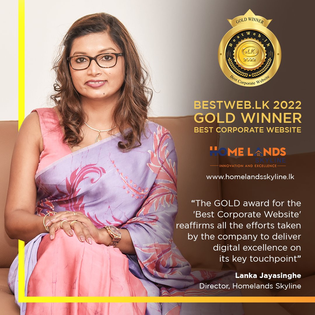 BestWebLK's tweet image. Lanka Jayasinghe, Director of Homelands Skyline expressed her thoughts about receiving the Gold Award for the Best Corporate Website on BestWeb.LK competition.
#BestWeb2022Winner #BestWeb2022 #BestWebLK #HomeLandsSkyline  #LKDomainRegistry