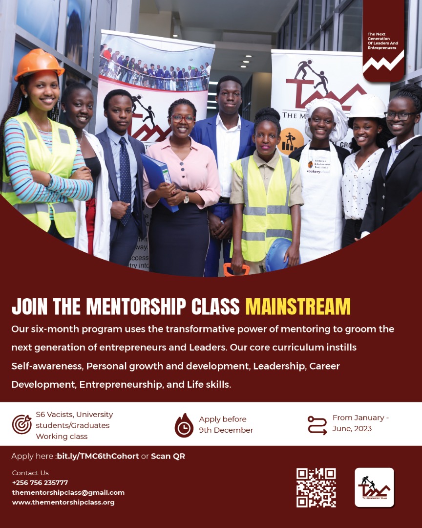 A new cohort is here! 

Applications for The Mentorship Class 2023 cohort are open. 🎊
Mainstream is for those in S.6 vacation and above.

Do not miss out on this transformative experience.

#TMC2023
#TheMentorshipClass
#TMCmainstream