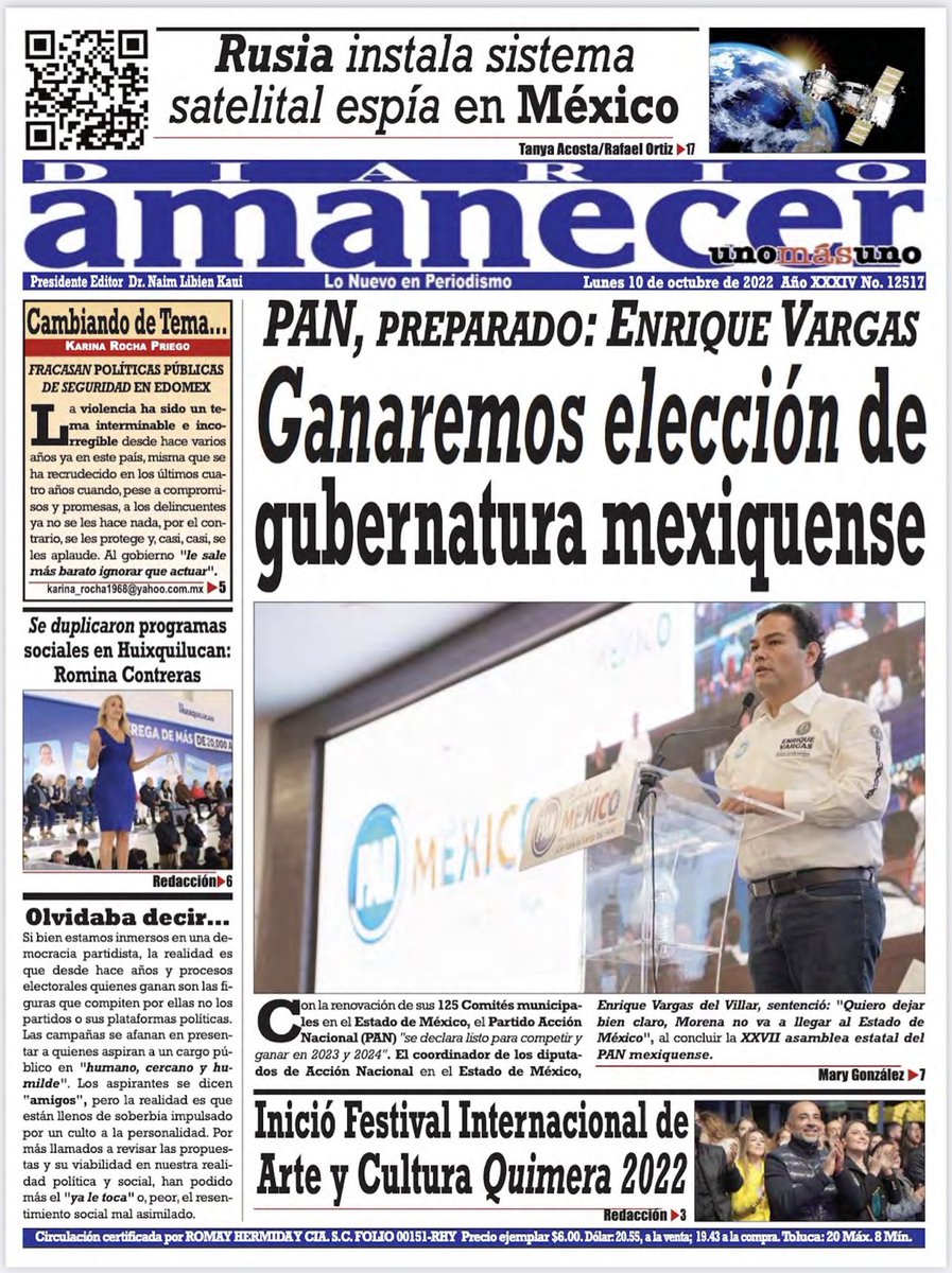 EnriqueVargasdV's tweet photo. Diario Amanecer. https://t.co/qb6ZuZ5dib