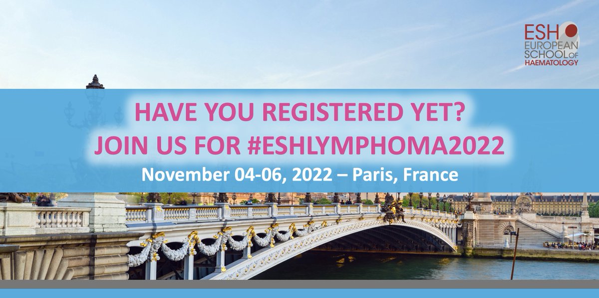 #ESHLYMPHOMA2022 HAVE YOU REGISTERED YET? Do not miss the opportunity, proceed now ➡ bit.ly/3K3AtAo 3rd How to Diagnose and Treat #Lymphoma 🗓️ Nov. 4-6 in Paris 🇫🇷 Chairs: Christian Buske, Michael Crump, @c_thieblemont #ESHCONFERENCES #HAEMATOLOGY #Lymsm @HallekMichael