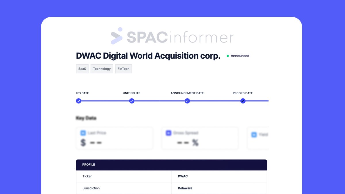 SPACinformer's tweet photo. 📣 $DWAC merger delay vote TODAY  ➡🔓Access the full FREE SPAC profile for DWAC, #Trump's #TruthSocial  ➡🔗https://t.co/s0fEUSPsUG
(ENDI Corp. and its affiliated Registered Investment Advisors do not own a position in DWAC as of of 10/10/22.) #SPACnews https://t.co/4LhzHELLIc