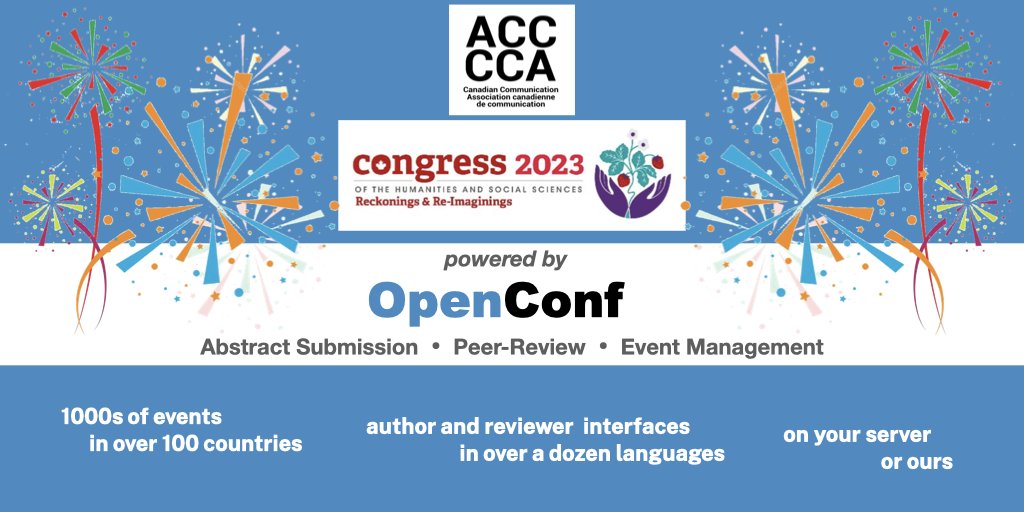 Celebrating @OpenConf powering the Canadian Communication Association Annual Conference for a 10th year! acc-cca.ca/index.php/conf… @CCA_ACdC @federation_hss @yorkuniversity #Canada #event #eventprofs #cfp #peerreview