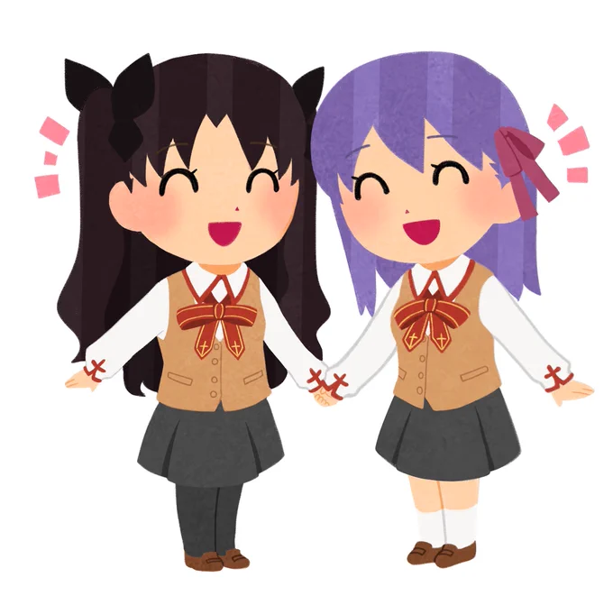 仲良し姉妹のイラスト 