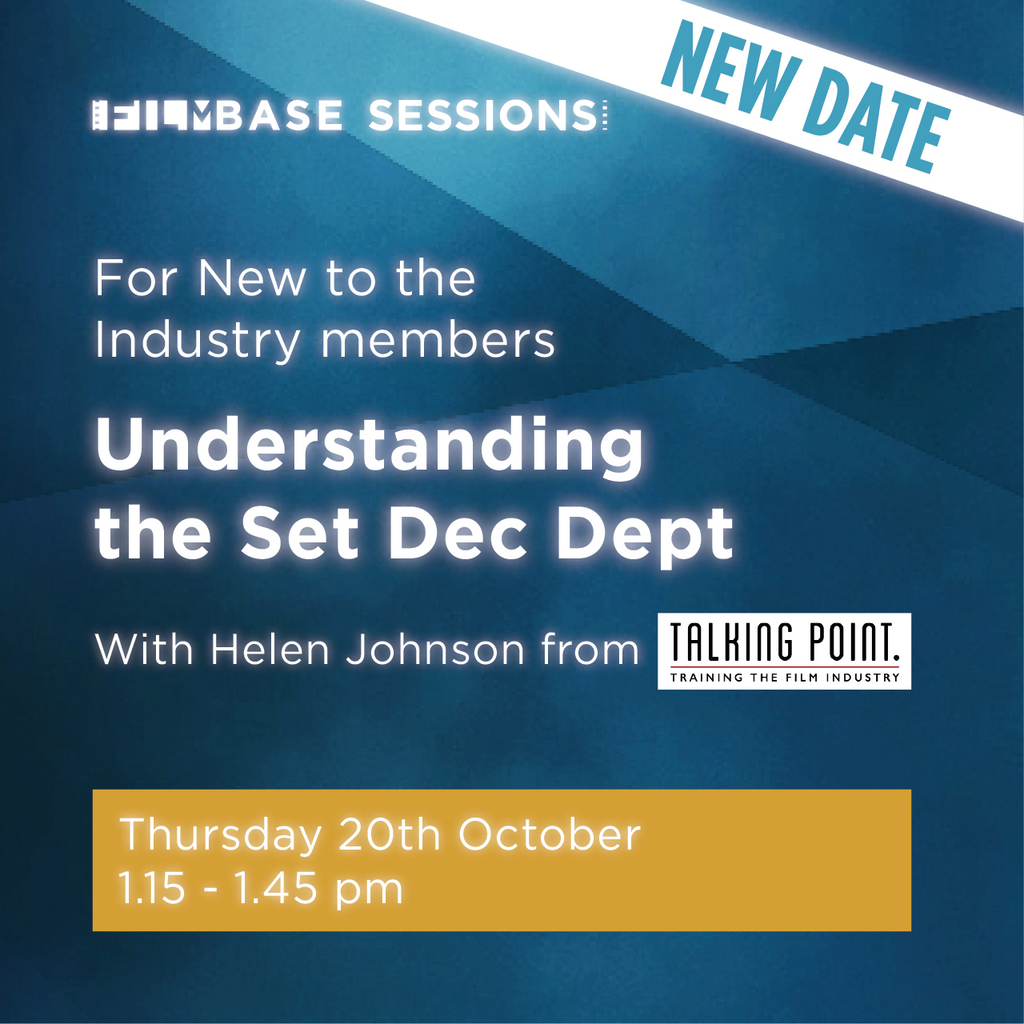 FilmbaseUK's tweet photo. We've got a new date for our Filmbase Session: Understanding the Set Dec Department!

We'll be talking to the immensely knowledgeable Helen Johnson from @talkingpointfilm on the 20th October at 1.15pm. We'll go through your questions and do our best to c… https://t.co/tpIhberahX https://t.co/VMEPV2WE3s