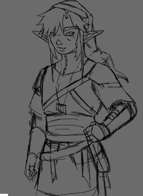 I tried redesigning botw Link but I realized I just drew twilight princess Link with more steps lol 