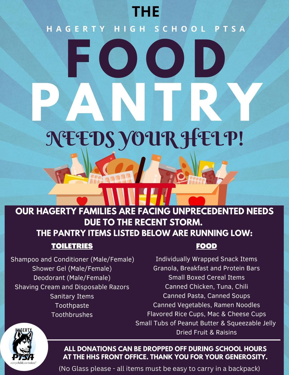 Love &amp;!appreciate the donations that are arriving for our food pantry! 
If you’re out shopping &amp; able to contribute a few items, we’re finding toiletries in as much demand as food. Also, a reminder that items must be easy to fit in a backpack, and no glass containers. 🖤💙🐾