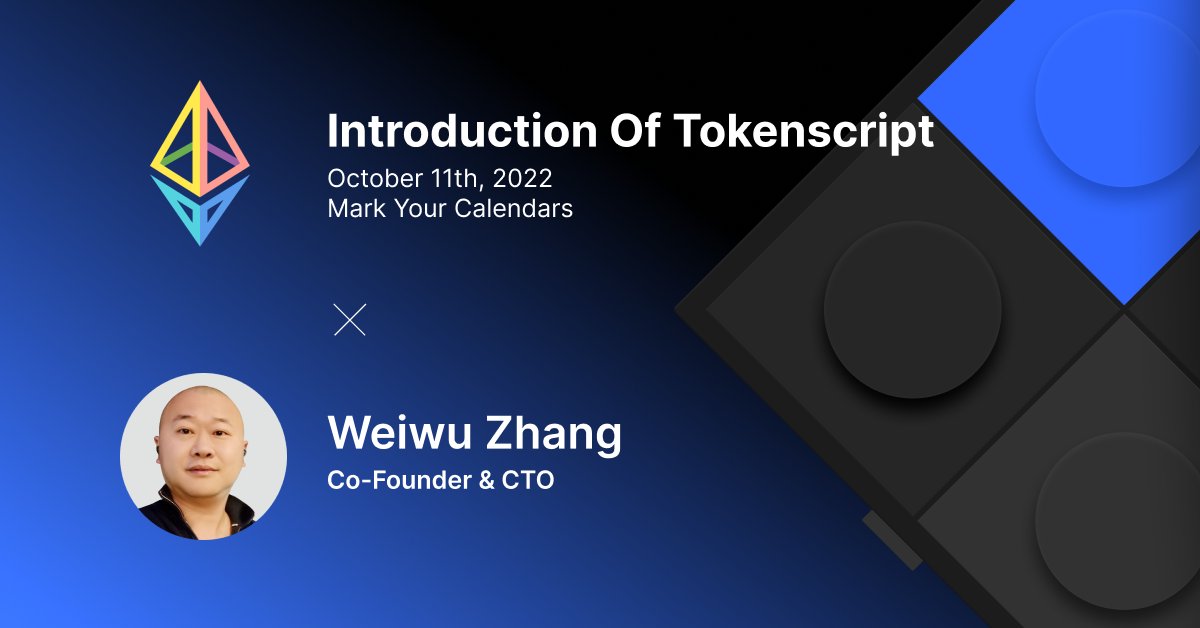 1/2 Our CTO and Founder Weiwu Zhang will be delivering a speech at the ETH 2.0 Meet-Up about the open-source TokenScript framework. All developers, technical specialists, and investors are welcome to join!