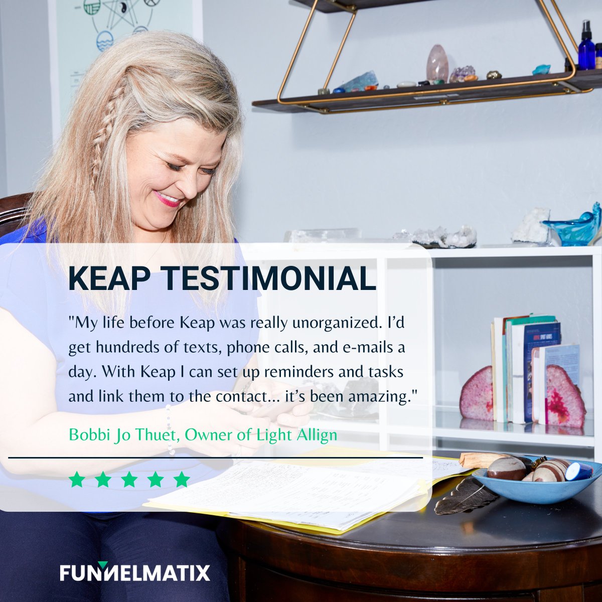 Are you ready to organize your business?

"With #Keap I can set up reminders &amp; tasks and link them to the contact. It’s amazing." Read more: lnkd.in/gw_wCvk6

#clienttestimonial #crmsoftware #smallbusinessowners #marketingautomation #testimonial #customerstory #ColumbusDay