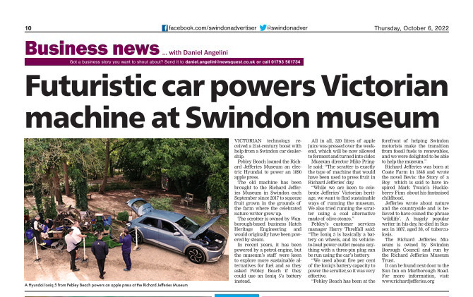 It was great to work on this story with <a href="/PebleyBeach/">Pebley Beach</a>   and the <a href="/RJ_MUSEUM/">The Richard Jefferies Museum</a>. Thanks to <a href="/swindonadver/">Swindon Advertiser</a> <a href="/TheSwindonian/">TheSwindonian</a> <a href="/TBESW/">TBE Swindon & Wilts</a> <a href="/TotalSwindon/">Total Guide to Wiltshire</a> <a href="/BizInnovateMag/">The Business Magazine - South West & West Midlands</a> and @swindonlink for kindly publishing the story.
