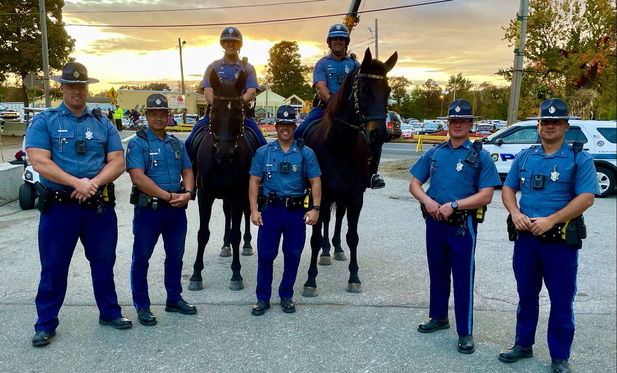Massachusetts State Police (@massstatepolice) on Twitter photo Members of our Troop A Community Action Team and our Mounted Unit took time for a photo yesterday at sunset <a href="/TopsfieldFair/">Topsfield Fair</a>. Members of our Troop A Community Action Team and our Mounted Unit took time for a photo yesterday at sunset <a href="/TopsfieldFair/">Topsfield Fair</a>.