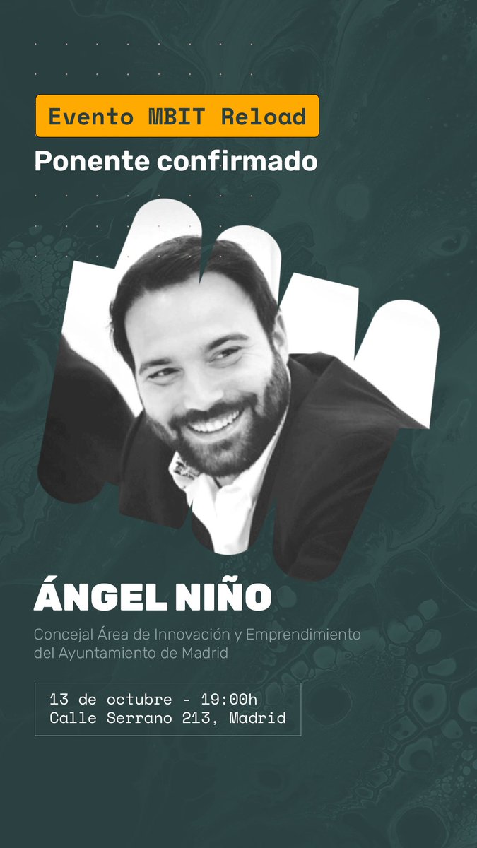 ¡Nuevo ponente confirmado para el evento MBIT Reload! Damos la bienvenida a Ángel Niño, Concejal Área de Innovación y Emprendimiento del Ayuntamiento de Madrid.

Reserva tu sitio en: mbitschool.com/actualidad/mbi…