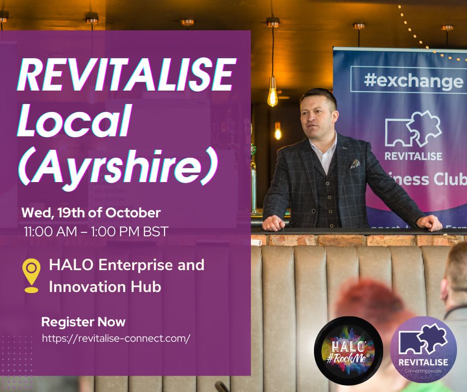 We are delighted to be welcoming everyone back to @HALORockMe on Wednesday 19th of October for this months Revitalise Connecting People Networking event with Lee Foster! Please click the link below to register! lnkd.in/enid5KXe #networking #flexibleworkspace