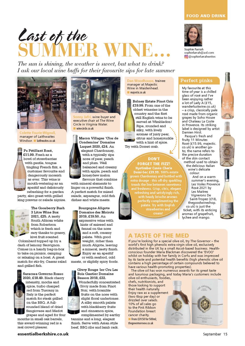 Laithwaite's Wine Windsor (@laithwaiteswin) on Twitter photo Great to see <a href="/laithwaites/">Laithwaites</a> #wine featured & recommended by <a href="/so_farr/">Sophie Farrah</a> <a href="/WindsorAscotMag/">Windsor & Ascot Mag</a> 🍇🍷 #Windsor #ascot #slough #staines #maidenhead #Berkshire <a href="/EssentialSurrey/">Essential Surrey & SW London</a> <a href="/EtonTours/">Windsor & Eton Tours</a> <a href="/visitwindsor/">Visit Windsor</a> <a href="/MyRoyalBorough/">MyRoyalBorough</a> <a href="/BerkshireTweets/">Berkshire Tweets!</a> <a href="/bestofslough/">The Best of Slough</a> <a href="/EatDrinkWindsor/">Eat Drink Shop Windsor</a> <a href="/WindsorYards/">Windsor Yards</a> <a href="/royalwindsoruk/">Royal Windsor</a> Great to see <a href="/laithwaites/">Laithwaites</a> #wine featured & recommended by <a href="/so_farr/">Sophie Farrah</a> <a href="/WindsorAscotMag/">Windsor & Ascot Mag</a> 🍇🍷 #Windsor #ascot #slough #staines #maidenhead #Berkshire <a href="/EssentialSurrey/">Essential Surrey & SW London</a> <a href="/EtonTours/">Windsor & Eton Tours</a> <a href="/visitwindsor/">Visit Windsor</a> <a href="/MyRoyalBorough/">MyRoyalBorough</a> <a href="/BerkshireTweets/">Berkshire Tweets!</a> <a href="/bestofslough/">The Best of Slough</a> <a href="/EatDrinkWindsor/">Eat Drink Shop Windsor</a> <a href="/WindsorYards/">Windsor Yards</a> <a href="/royalwindsoruk/">Royal Windsor</a>