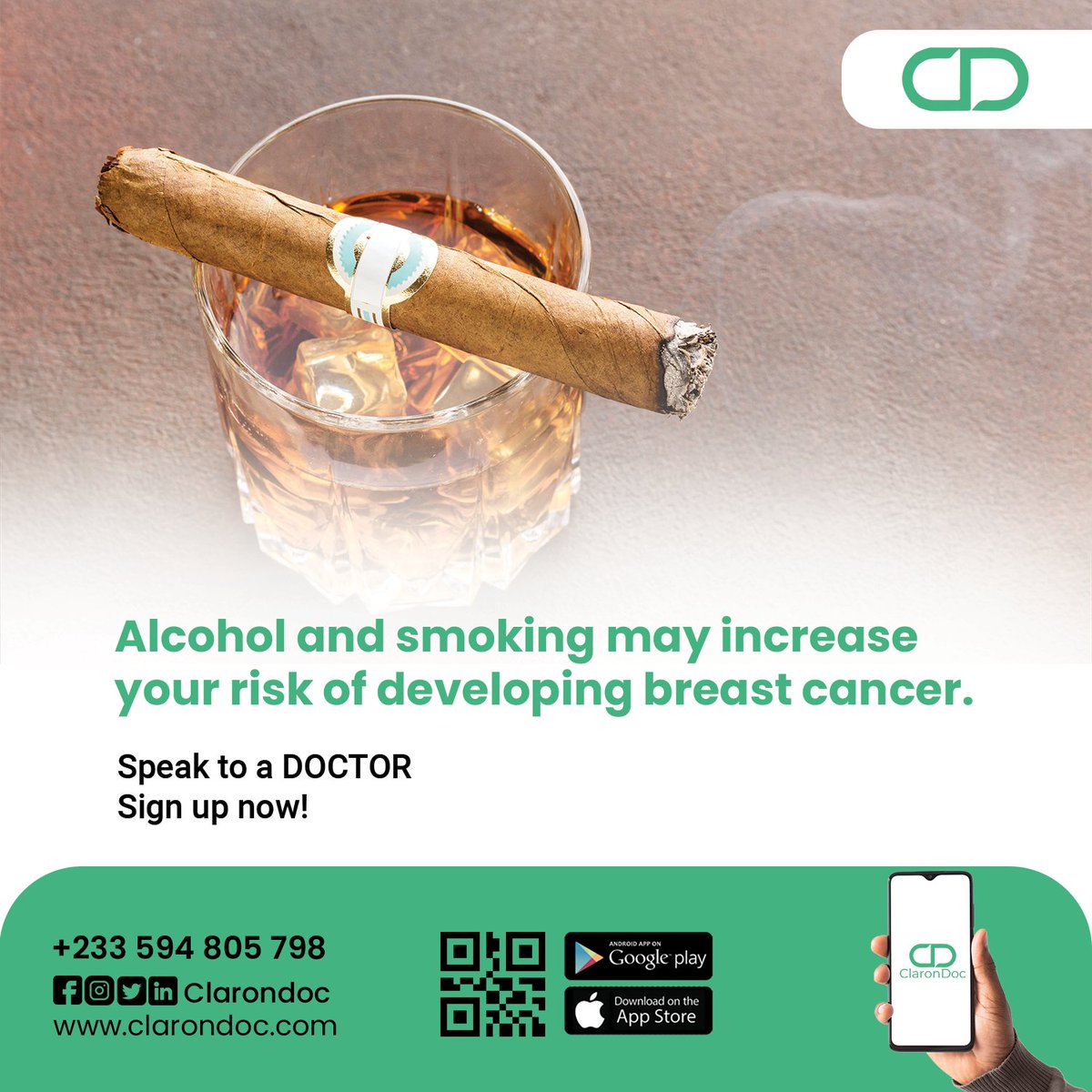 clarondoc's tweet photo. Did you know alcohol intake can increase your #Cancer risk?

Click link: https://t.co/OMOQZ8ZcUR

Call us 0594805798 / 0559047147

#ClaronDoc #Subscribe  #claroncares https://t.co/uh5PK1ms5f
