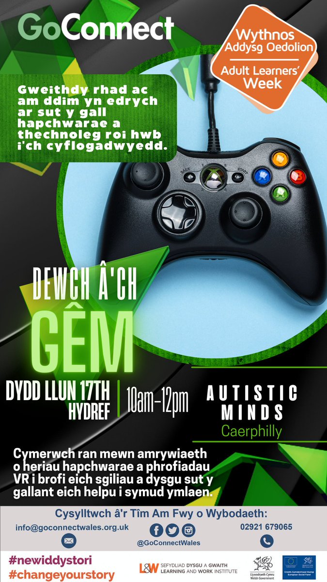 GoConnectWales's tweet photo. I gychwyn yr wythnos ar gyfer Wythnos Addysg Oedolion. Byddwn yn cyflawni yn Autistic Minds a leolir yng Nghaerffili ar yr 17eg. Am ragor o wybodaeth cysylltwch â'r manylion a ddarparwyd. #dalatiiddysgu
#cenedlailgyfle
#wythnosaddysgoedolion https://t.co/kZrpF7qgp2