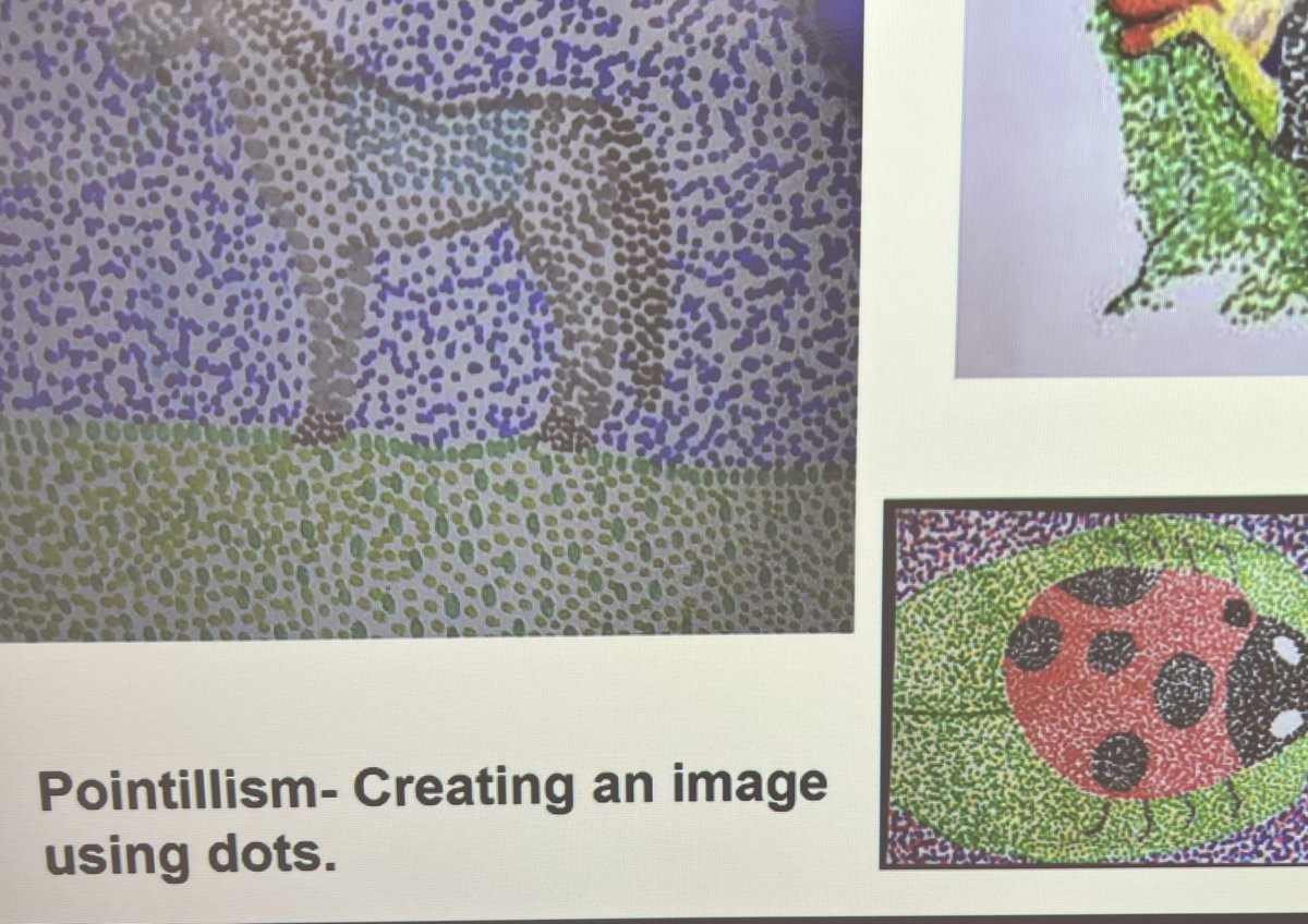 Mrs. Motz’s 6th Graders working on their pointillism projects. #TimberwolfWay