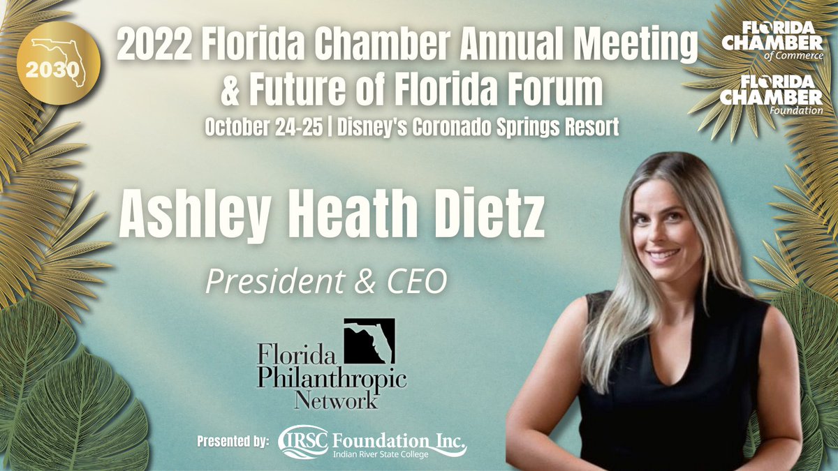FLChamber's tweet photo. #F3 Speaker Announcement 📢 Ashley Dietz, Pres. &amp; CEO, @flphilanthropy, will be providing insight into FPN’s 2022 Transfer of Wealth Study that looks at the generational impact of wealth transfer, the implications &amp; possibilities at #F3: https://t.co/SHNQvC1qcO https://t.co/zfpsYTYjHd