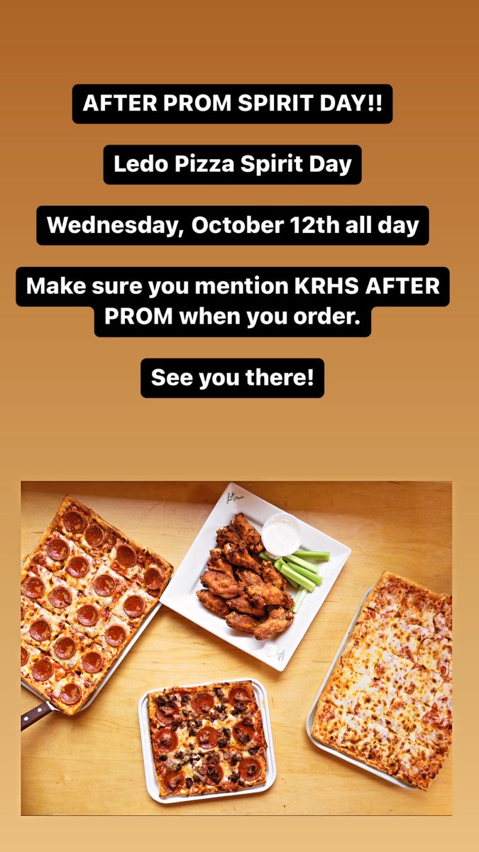 KRAfterProm's tweet photo. KRHS After Prom Spirit Day this Wednesday, 10/12 all day!  Make sure you mention KRHS After Prom! https://t.co/nydKVU8816