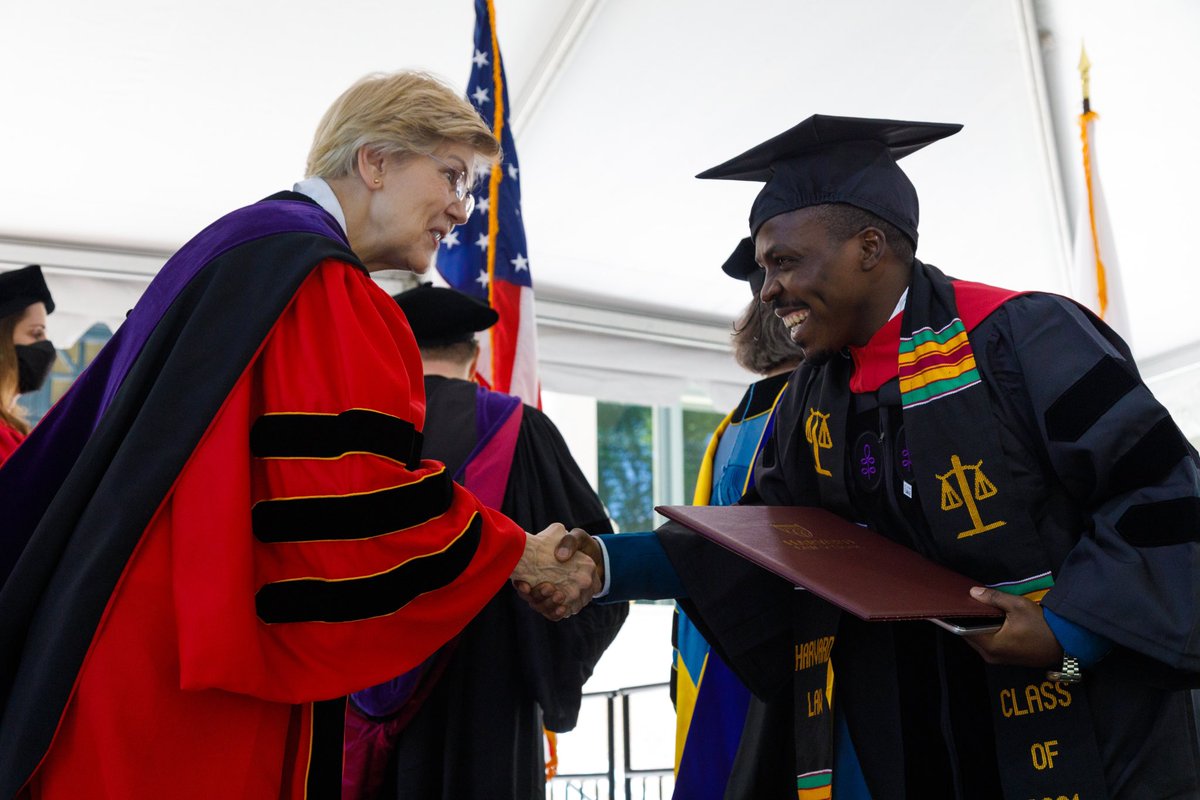 FERDINANDIUS's tweet photo. Today the official graduation photos came through. Our Guest Speaker was Senator @ewarren I can’t get over that handshake with her and @SenWarren is such a joyful person. To more memories from @Harvard_Law https://t.co/dR2JR7dD24